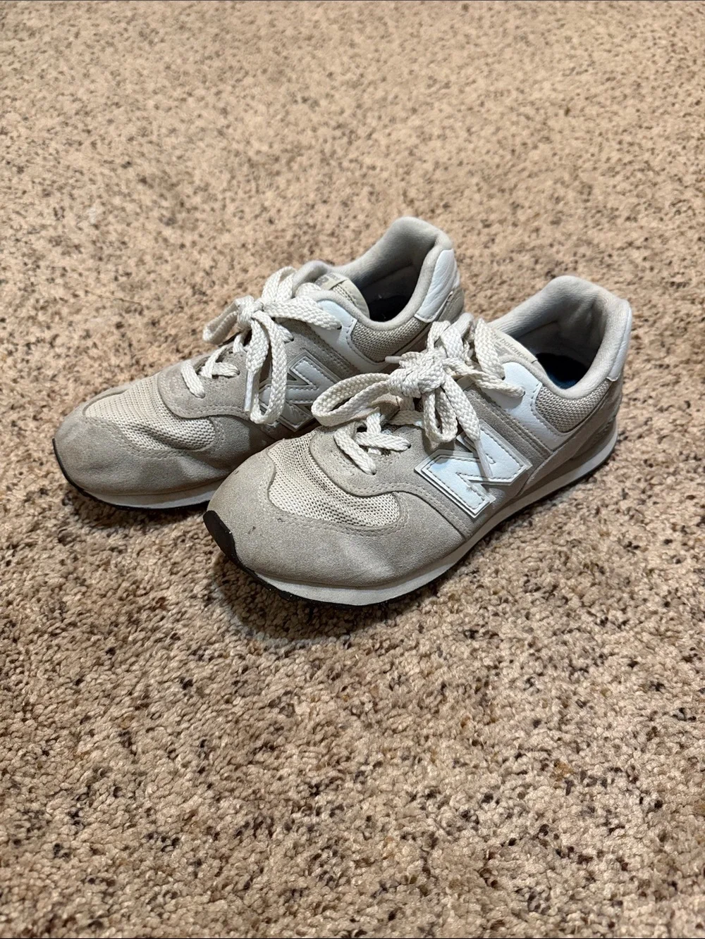 New Balance Kids Beige and White Casual Sneakers
